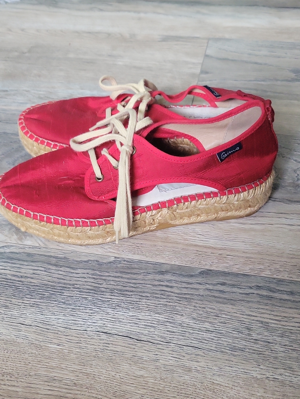 Gaimo Women’s Red Espadrille Lace-Up Sneakers by